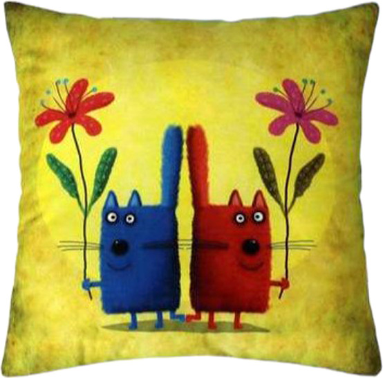 Изображение товара Подушка декоративная MATEX Kotoklism line. Два кота / 28-864 (фуксия/желтый)