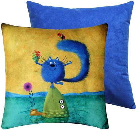 Изображение товара Подушка декоративная MATEX Kotoklism line. На рыбке / 28-871 (зеленый/оранжевый/синий)