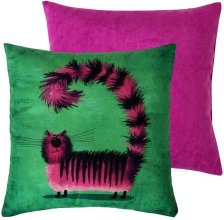 Изображение товара Подушка декоративная MATEX Kotoklism line. Малиновый кот / 28-918 (зеленый, малиновый)