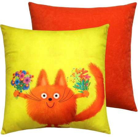 Изображение товара Подушка декоративная MATEX Kotoklism line. Клубок / 52-043 (оранжевый/лососевый)