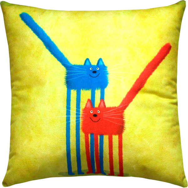 Изображение товара Подушка декоративная MATEX Kotoklism line. Братцы / 52-050 (красный/голубой/лососевый)