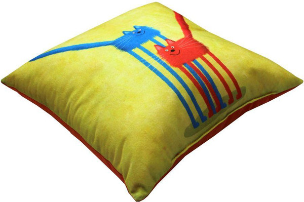 Изображение товара Подушка декоративная MATEX Kotoklism line. Братцы / 52-050 (красный/голубой/лососевый)