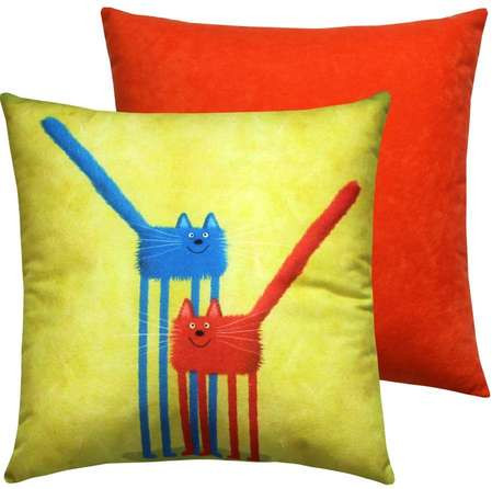 Изображение товара Подушка декоративная MATEX Kotoklism line. Братцы / 52-050 (красный/голубой/лососевый)