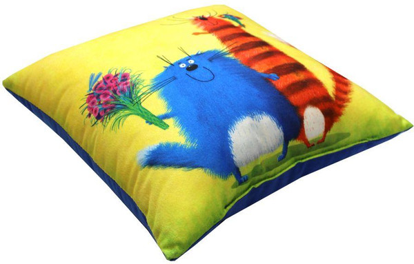 Изображение товара Подушка декоративная MATEX Kotoklism line. Товарищи / 52-074 (горчичный/синий)