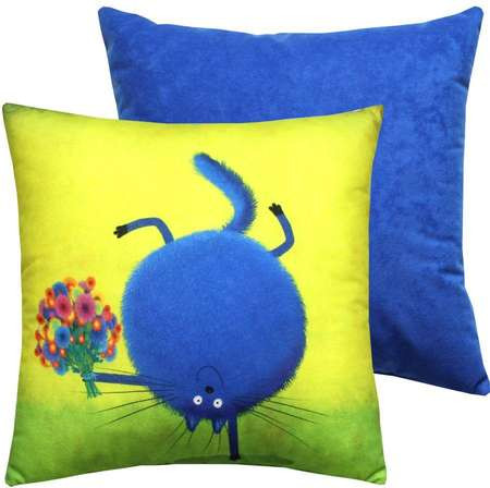 Изображение товара Подушка декоративная MATEX Kotoklism line. Пухля-гимнаст / 52-128 (желтый/фисташковый/синий)
