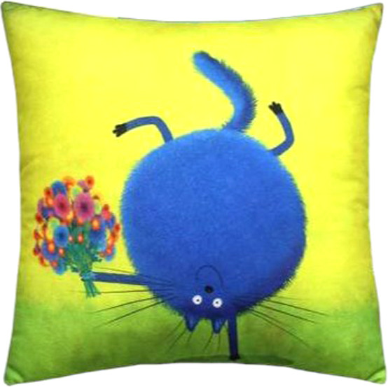 Изображение товара Подушка декоративная MATEX Kotoklism line. Пухля-гимнаст / 52-128 (желтый/фисташковый/синий)