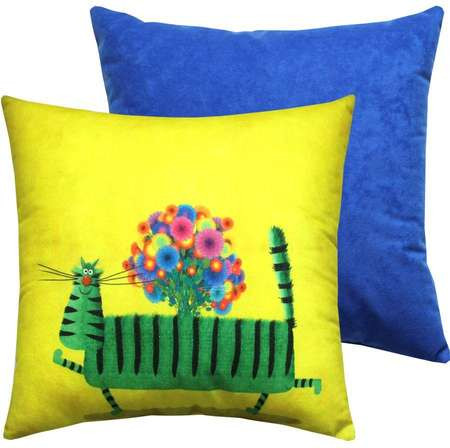 Изображение товара Подушка декоративная MATEX Kotoklism line. Кот-скамейка / 52-135 (желтый/зеленый/синий)