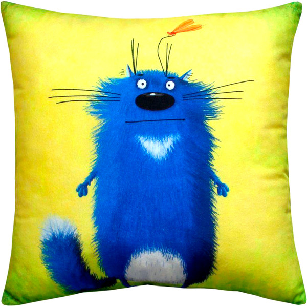 Изображение товара Подушка декоративная MATEX Kotoklism line. Суровый / 52-142 (желтый/белый/синий)