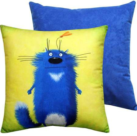 Изображение товара Подушка декоративная MATEX Kotoklism line. Суровый / 52-142 (желтый/белый/синий)