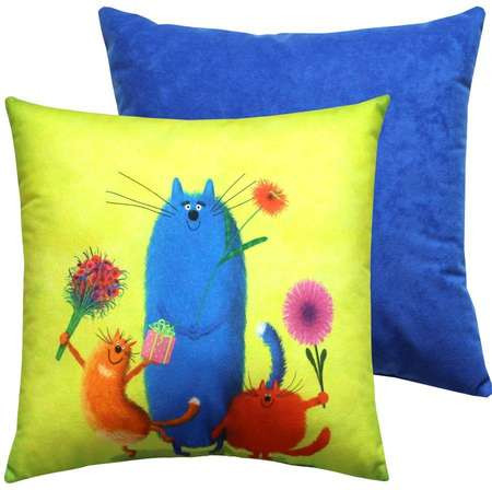 Изображение товара Подушка декоративная MATEX Kotoklism line. Три кота / 52-166 (лайм/оранжевый/синий)