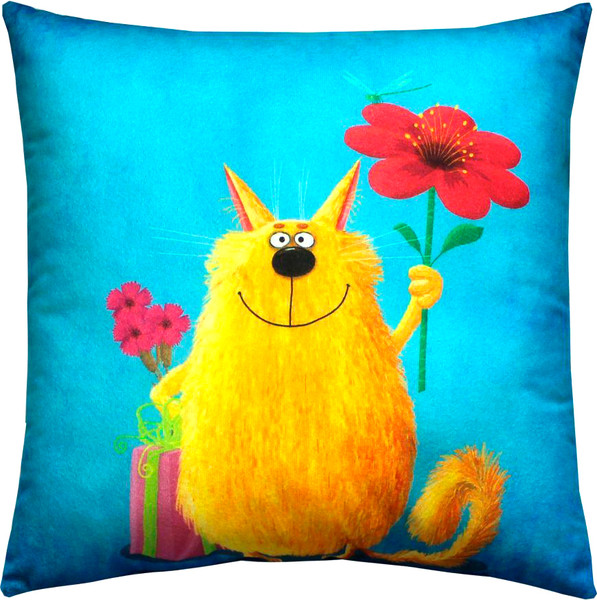 Изображение товара Подушка декоративная MATEX Kotoklism line. Рыжик / 52-241 (оранжевый/темно-красный/синий)