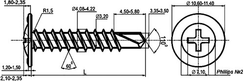 Изображение товара Саморез DKC 4.2x13 с пресс-шайбой со сверлом / CM274013 (200шт)