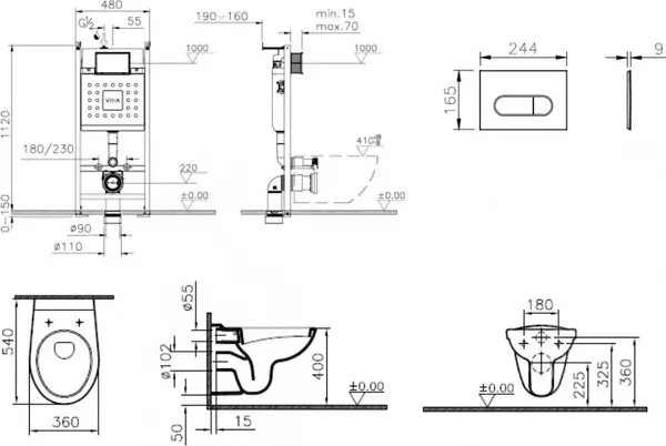Изображение товара Унитаз подвесной с инсталляцией VitrA Normus / 9773B003-7207