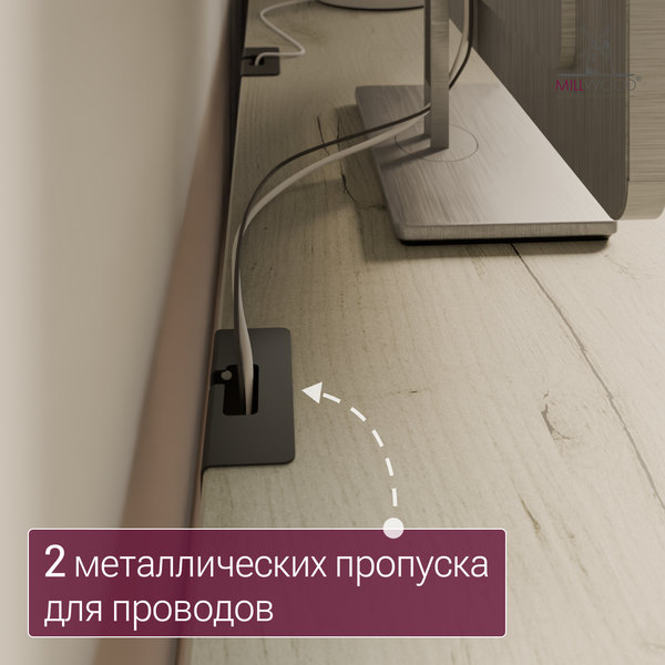 Изображение товара Компьютерный стол Millwood Каир 2 с вырезом 140x80x74.2 (дуб белый Craft/металл черный)