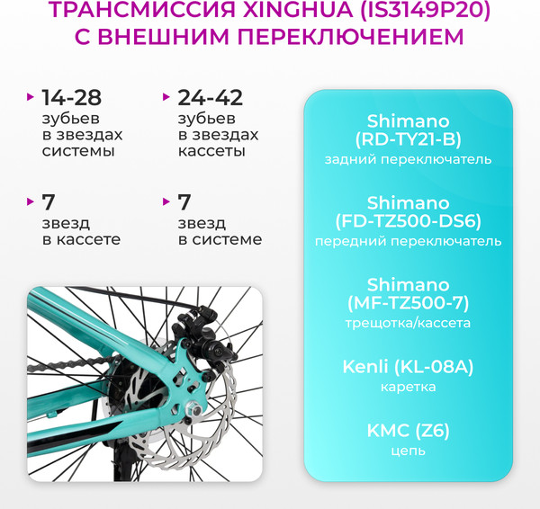 Изображение товара Велосипед Nialanti Pandora MD 27.5 2025 (15, бирюзовый)