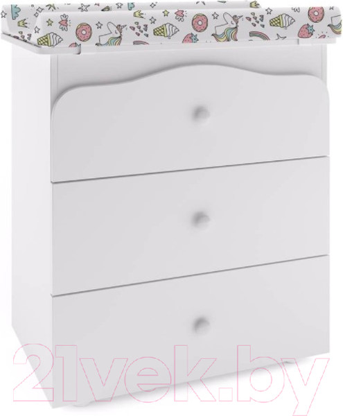 Изображение товара Комод пеленальный Polini Kids Basic 3275 Единорог Сладости (белый)