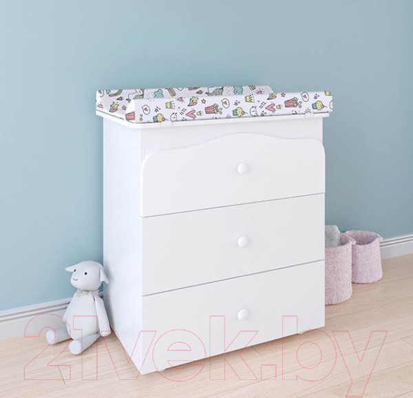 Изображение товара Комод пеленальный Polini Kids Basic 3275 Единорог Сладости (белый)