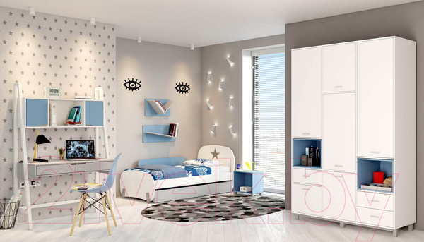 Изображение товара Шкаф Polini Kids Mirum 2330 трехсекционный (белый)