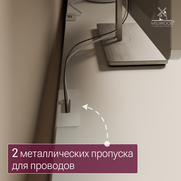 Изображение товара Компьютерный стол Millwood Каир 2 с вырезом 160x80x74.2 (белый/металл белый)