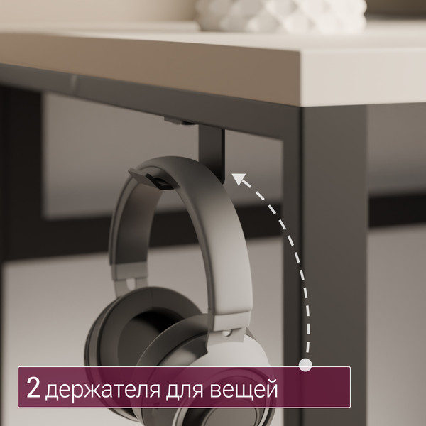 Изображение товара Компьютерный стол Millwood Каир 2 с вырезом 160x80x74.2 (белый/металл черный)