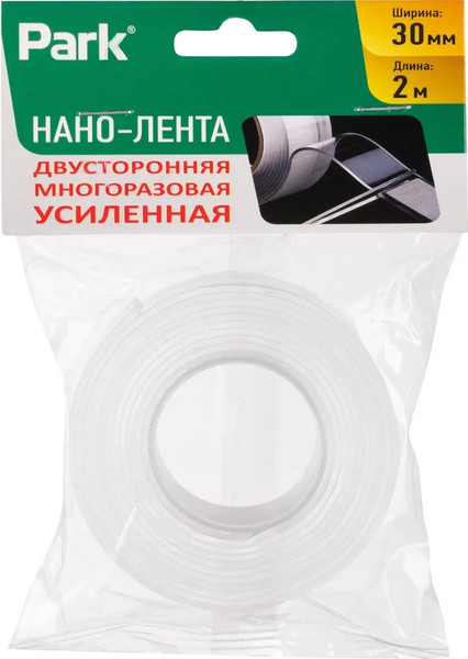 Изображение товара Лента монтажная Park Двусторонняя многоразовая 30мм / 108114 (2м)