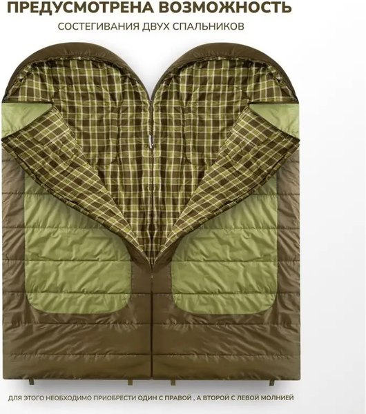 Изображение товара Спальный мешок RSP Outdoor Chill 200 Big  / SB-СH-200-BIG-GNBR-L (зеленый/коричневый)