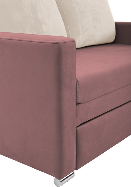 Изображение товара Диван KRONES Афродита выкатная 195x120 (велюр пыльная роза/кремовый)