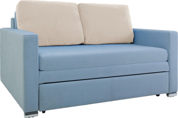 Изображение товара Диван KRONES Афродита выкатная 195x120 (велюр голубой/кремовый)