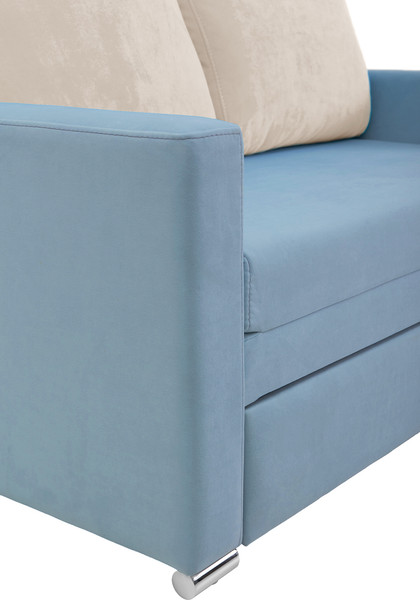 Изображение товара Диван KRONES Афродита выкатная 195x120 (велюр голубой/кремовый)