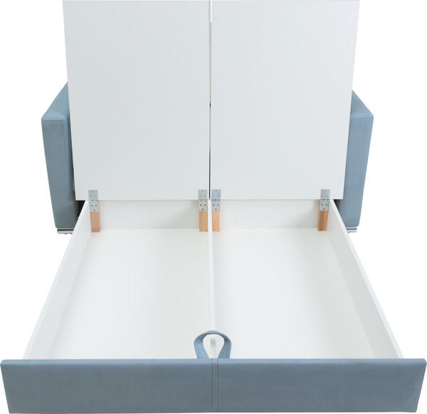 Изображение товара Диван KRONES Афродита выкатная 195x120 (велюр голубой/кремовый)