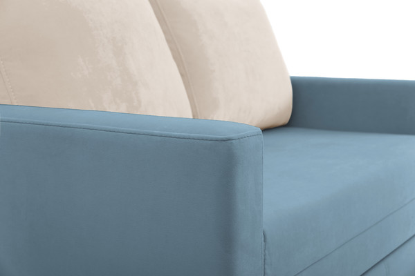 Изображение товара Диван KRONES Афродита выкатная 195x140 (велюр голубой/кремовый)