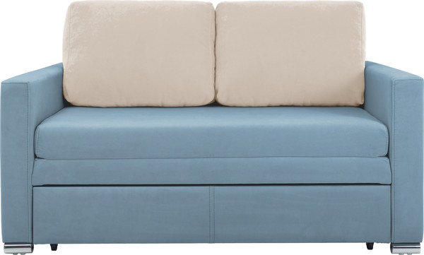 Изображение товара Диван KRONES Афродита выкатная 195x140 (велюр голубой/кремовый)