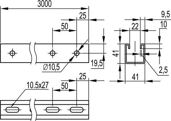 Изображение товара Профиль монтажный DKC 41x41 L3000 LAS / BPM4130