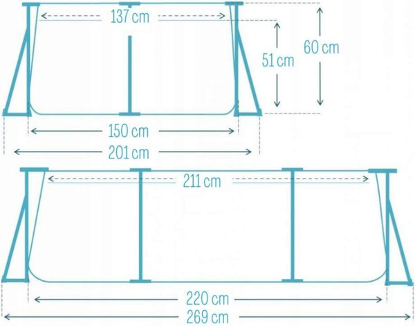 Изображение товара Каркасный бассейн Intex Rectangular Frame / 28266 (220x150x60)