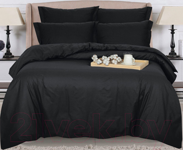 Изображение товара Пододеяльник АртПостель Черный на молнии 976 (175x215)