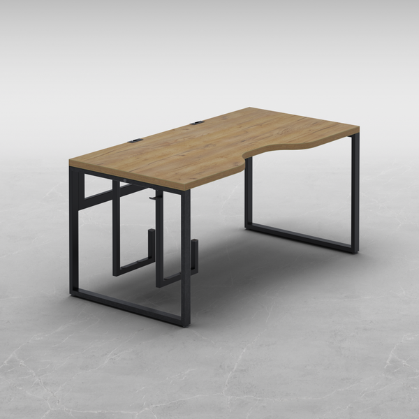 Изображение товара Компьютерный стол Millwood Каир 2 с вырезом 140x80x74.2 (дуб золотой Craft/металл черный)