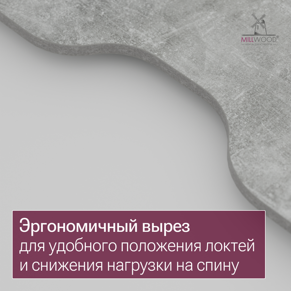 Изображение товара Компьютерный стол Millwood Каир 2 с вырезом 140x80x74.2 (бетон/металл черный)