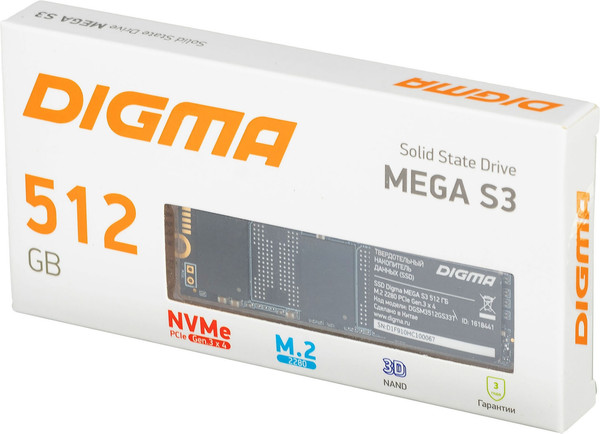Изображение товара SSD диск Digma Mega S3 M.2 2280 512GB DGSM3512GS33T