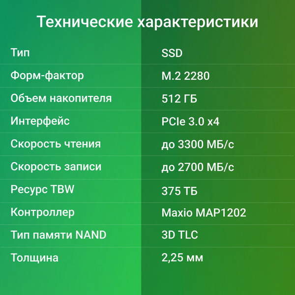 Изображение товара SSD диск Digma Mega M2 M.2 2280 512GB DGSM3512GM23T