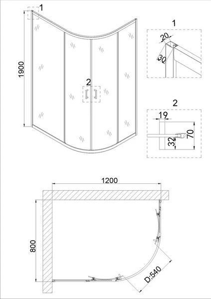 Изображение товара Душевой уголок Niagara NG-6821-08 120x80x195 (черный/прозрачное стекло)