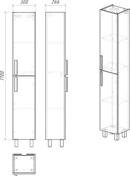 Изображение товара Шкаф-пенал для ванной Grossman Нео-30 / 303042-1K