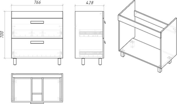 Изображение товара Тумба под умывальник Grossman Нео-80 / 108019-1K