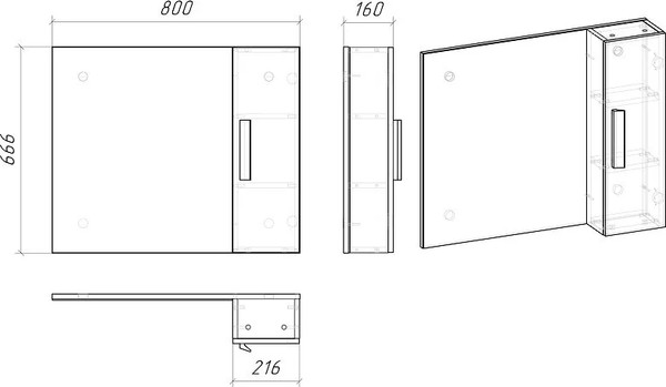 Изображение товара Шкаф с зеркалом для ванной Grossman НЕО-80 / 208024-1K