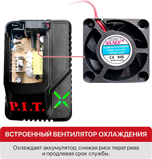 Изображение товара Зарядное устройство для электроинструмента P.I.T PH20-4.0A