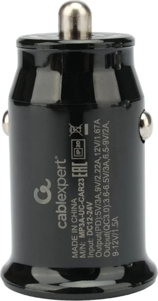 Изображение товара Адаптер питания автомобильный Cablexpert MP3A-UC-CAR23 (черный)