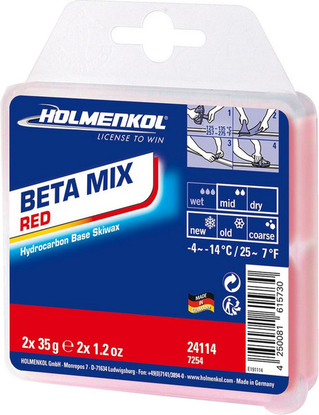 Изображение товара Мазь скольжения для лыж Holmenkol Betamix Weltcup Skiwax 24114 (2шт, 35г, красный)