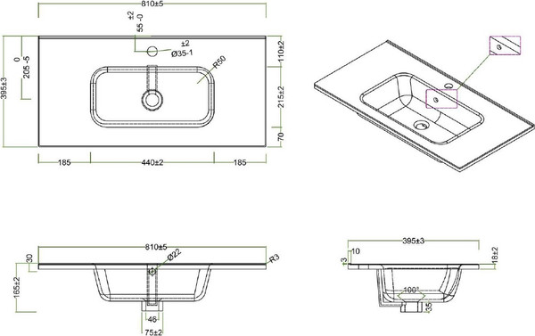 Изображение товара Тумба с умывальником BelBagno 39-800/390-2C-SO-BL-P + BB800/390ETL