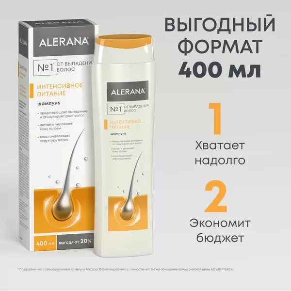 Изображение товара Шампунь для волос Alerana Интенсивное питание (400мл)