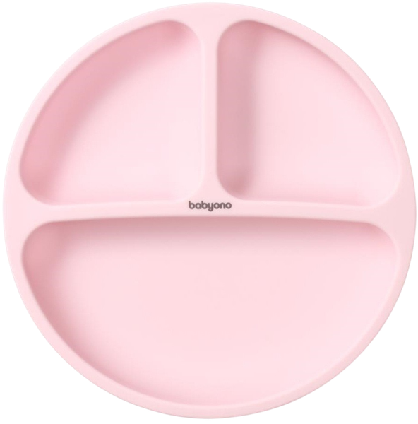 Изображение товара Тарелка для кормления BabyOno Силиконовая с присоской / 1482/02 (розовый)