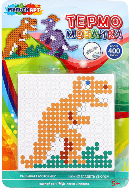 Изображение товара Развивающая игра MultiArt Термомозаика Динозавры / IB400-DINO